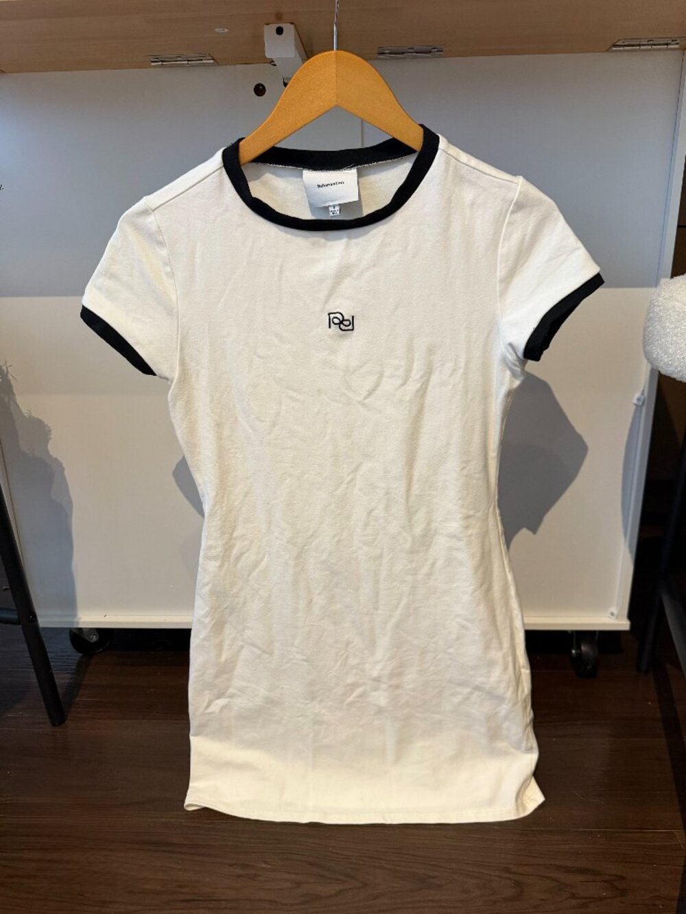 Reformation White Black Trim Ringer T-Shirt Dress Sz S